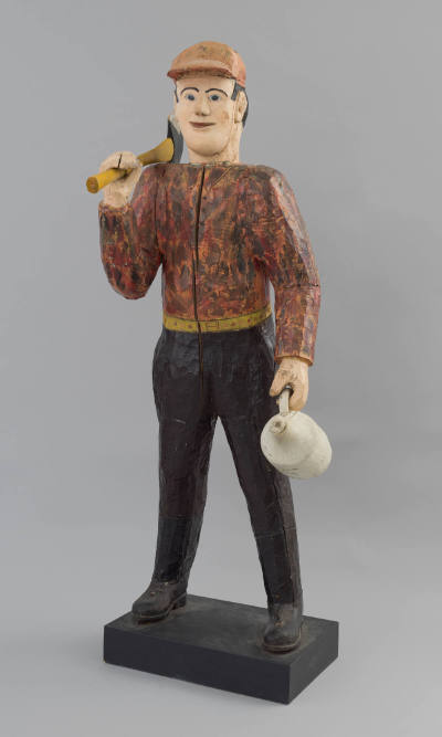 Artist unidentified, “Lumberjack with Axe and Jug”, Region unknown, Possibly United States or C…