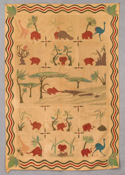 E. Buckner Kirk, “The Elephant's Child Quilt Top”, United States, 1934, Cotton, 80 × 56 1/2 in.…