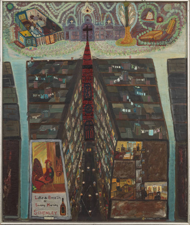 Ralph Fasanella, “Pie in the Sky”, New York City, United States, 1947, Oil on canvas, 46 × 38 i…