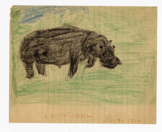 Justin McCarthy, “A Hippotamus”, Weatherly, Pennsylvania, United States, May 30, 1920, Colored…
