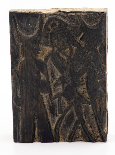 Artist unidentified, “Printing Block (Man with Two Devils),” Northeast Brazil, 1980, Wood and r…