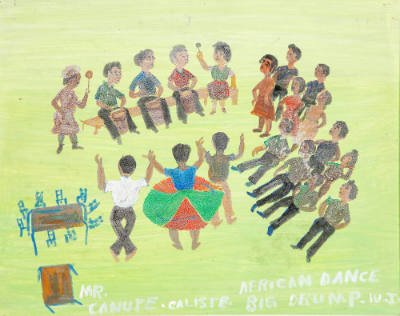 Canute Caliste, “African Dance, Big Drump”, L’Esterre, Carriacou Island, Grenada, c. 1975, Goua…