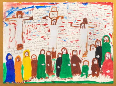 Sister Gertrude Morgan, “The Crucifixion”,  New Orleans, Louisiana, 1960s, Acrylic, tempera, an…