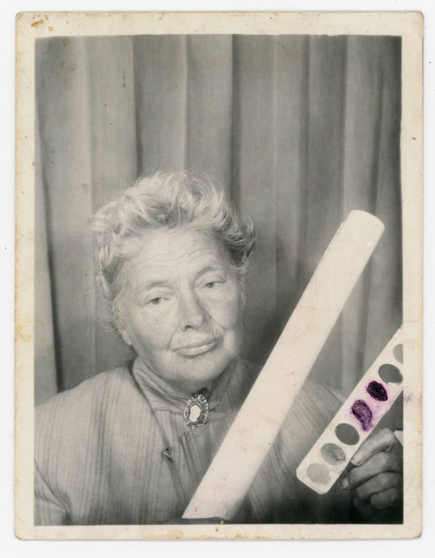 Lee Godie, “Untitled”, Chicago, Illinois, United States, 1970s, Ballpoint pen on photograph, 5 …