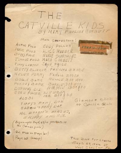 Mary Paulina Corbett, “[Cover] from The Catville Kids”, Boothwyn, Garnet Valley, Pennsylvania, …