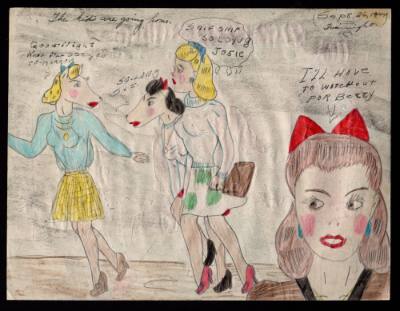 Mary Paulina Corbett, ”[The kids are going home.] from The Catville Kids”, Boothwyn, Garnet Val…