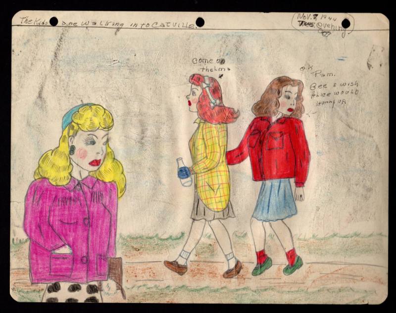 Mary Paulina Corbett, “[The Kids are walking into Catville] from The Catville Kids”, Boothwyn, …