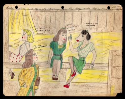 Mary Paulina Corbett, “[Eddy, Alice, and Nim are waiting for the boys at the barn-dance.] from …