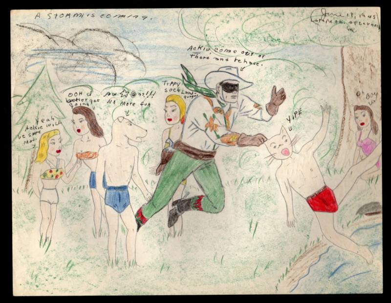 Mary Paulina Corbett, “[A storm is coming.] from The Catville Kids”, Boothwyn, Garnet Valley, P…