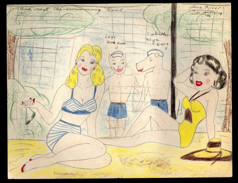 Mary Paulina Corbett, “[....and next the swimming pool.] from The Catville Kids”, Boothwyn, Gar…