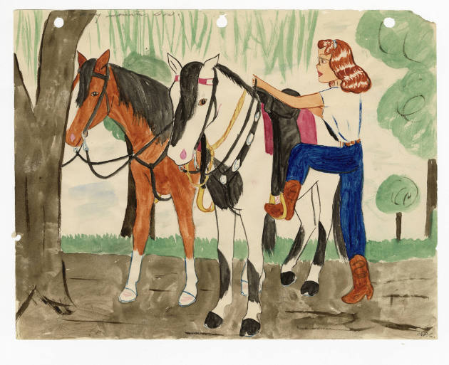 Mary Paulina Corbett, “[Mary mounts Don.] from The Catville Kids”, Boothwyn, Garnet Valley, Pen…