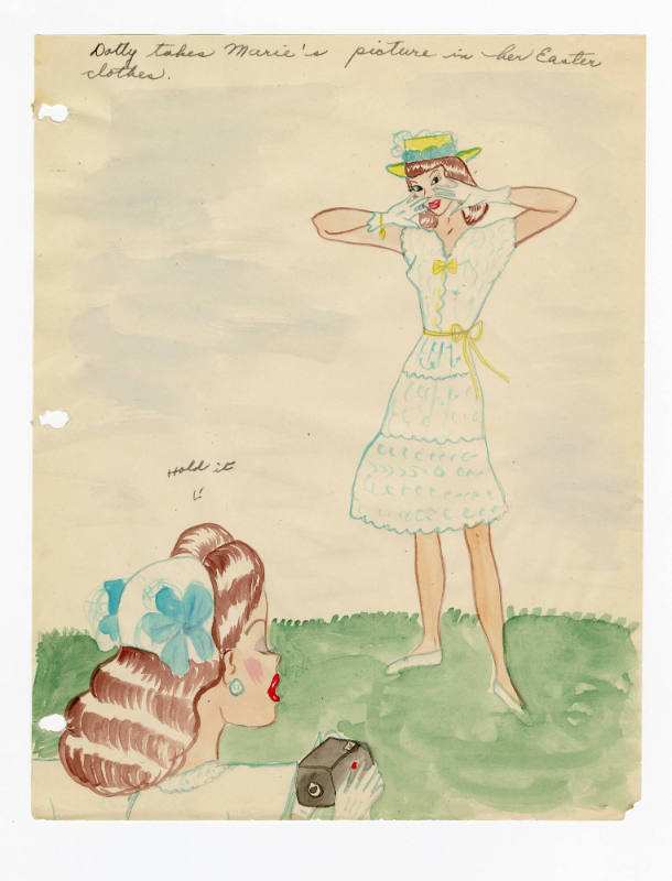 Mary Paulina Corbett, “[Dotty takes Marie's picture in her Easter clothes.] from The Catville K…