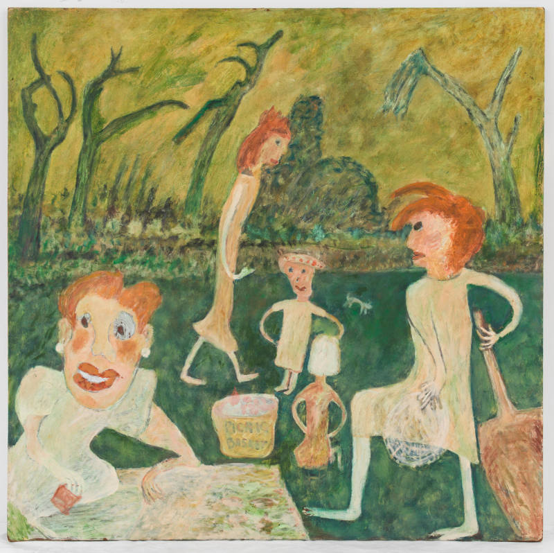 Jon Serl, “Picnic”, Lake Elsinore, California, United States, 1982, Oil on wood, 60 1/4 x 60 1/…