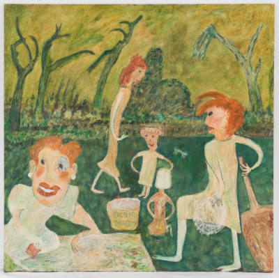 Jon Serl, “Picnic”, Lake Elsinore, California, United States, 1982, Oil on wood, 60 1/4 x 60 1/…