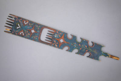Artist unidentified, “Distaff”, Finland, 1850, Paint on carved wood, 21 x 3 3/8 x 1/2 in., Coll…