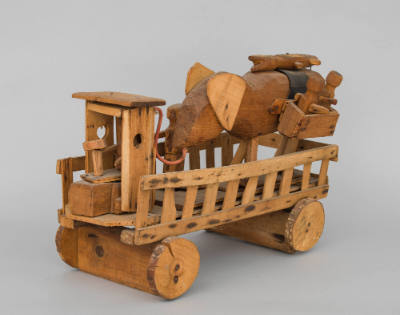Émile Ratier, “Untitled”, Soturac, France, 1960–1984, Wood, rope, rubber, nails, 15 1/4 x 26 1/…