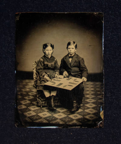 Artist unidentified, “Untitled [Two children with a Parcheesi gameboard]”, United States, c. 18…