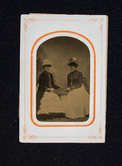 Artist unidentified, “Untitled [Two women with a gameboard]”, United States, 1882–1886, Tintype…