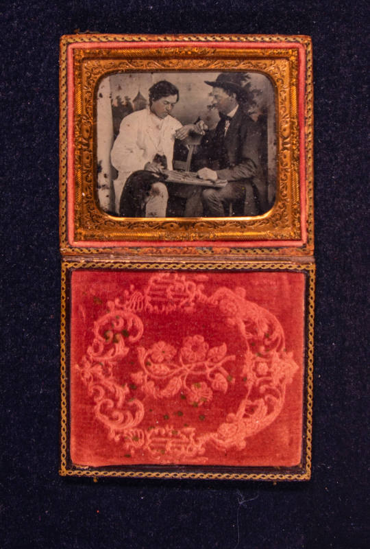 Artist unidentified, “Untitled [Two people playing a game]”, United States, 1855–1858, Ambrotyp…