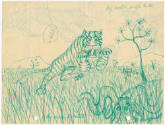 Victor Joseph Gatto, “Tiger and Strange Animals”, New York City, n.d., Ink on paper (double-sid…