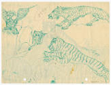 Victor Joseph Gatto, “Tiger and Strange Animals”, New York City, n.d., Ink on paper (double-sid…