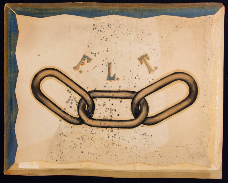 Artist unidentified, “Three Link Chain with FLT”, United States, 1890–1925, Paint on cardboard,…