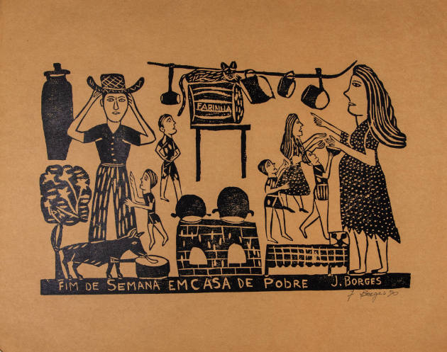 J. Borges, “Fim de Semana Emcasa de Pobre”, Bezerros, Pernambuco, Brazil, 1990, Woodblock print…