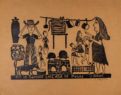 J. Borges, “Fim de Semana Emcasa de Pobre”, Bezerros, Pernambuco, Brazil, 1990, Woodblock print…