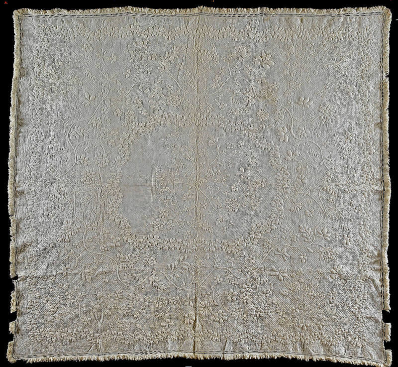 Basket of Flowers Whitework Quilt
Artist unidentified
Possibly Pennsylvania
1810–1820
Cotto…