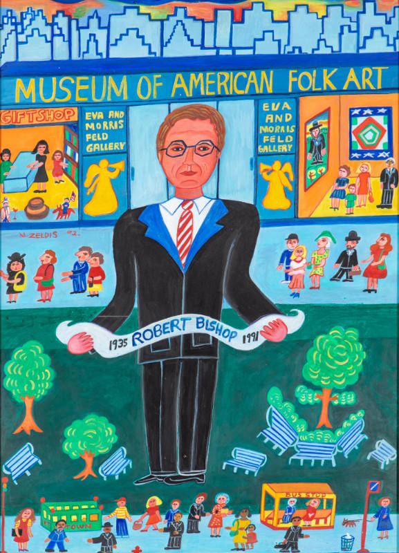 Malcah Zeldis, “Portrait of Bob Bishop with the Museum of American Folk Art”, New York, New Yor…