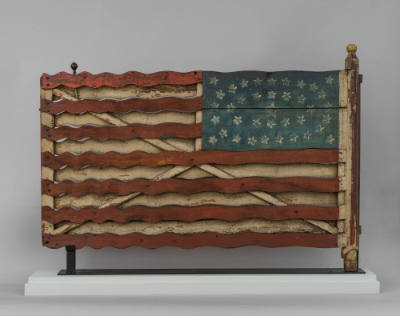 Artist unidentified, “Flag Gate,” Jefferson County, New York, c. 1876, Paint on wood with iron …