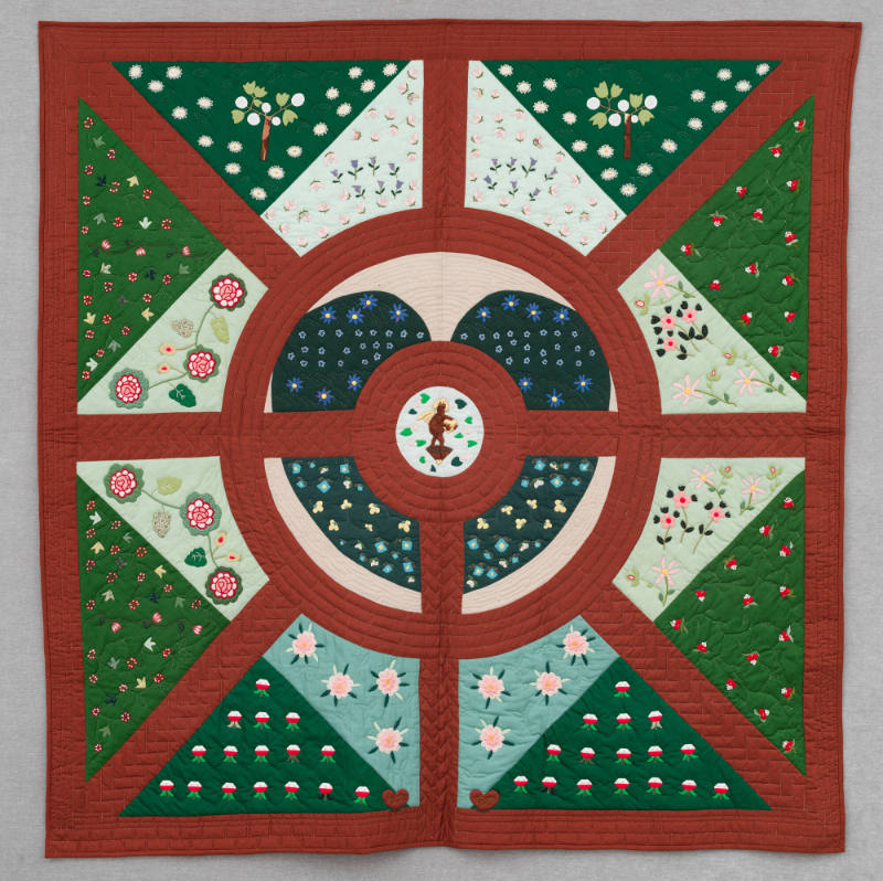 Mitsuyo Aiba, “Samplers in My Garden”, New York, New York, United States, 1991, Cotton, 71 x 71…