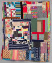 Artist unidentified, “Blocks and Strips Quilt”, United States, c. 1960, Cotton and synthetics, …