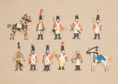 Artist unidentified, “Paper Dolls: Horses and Soldiers,” Boston, Massachussetts, c. 1840–1850, …