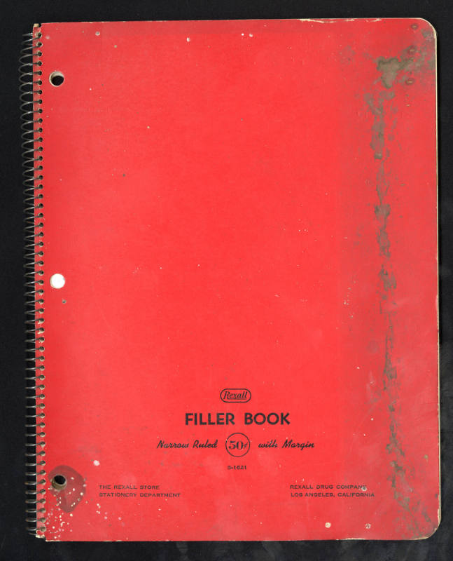 Melvin Edward Nelson, “Notebook (“Filler Book”)”, Colton, Oregon, 1961, Ballpoint pen, pencil, …