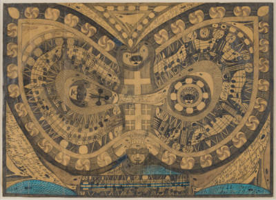 Adolf Wölfli, “Untitled, ” Bern, Switzerland, 1918, Graphite and colored pencil on paper, 19 1/…