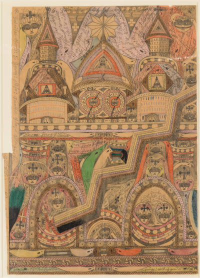 Adolf Wölfli, “Untitled, ” Bern, Switzerland, 1918, Graphite and colored pencil on paper, 34 x …