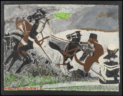 William L. Hawkins, “Untitled (Winter Sleigh)” Columbus, Ohio, United States, c. 1974, Enamel o…