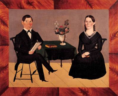 Sheldon Peck, (1797–1868), “David and Catherine Stolp Crane,” Aurora, Illinois, c. 1845, Oil on…