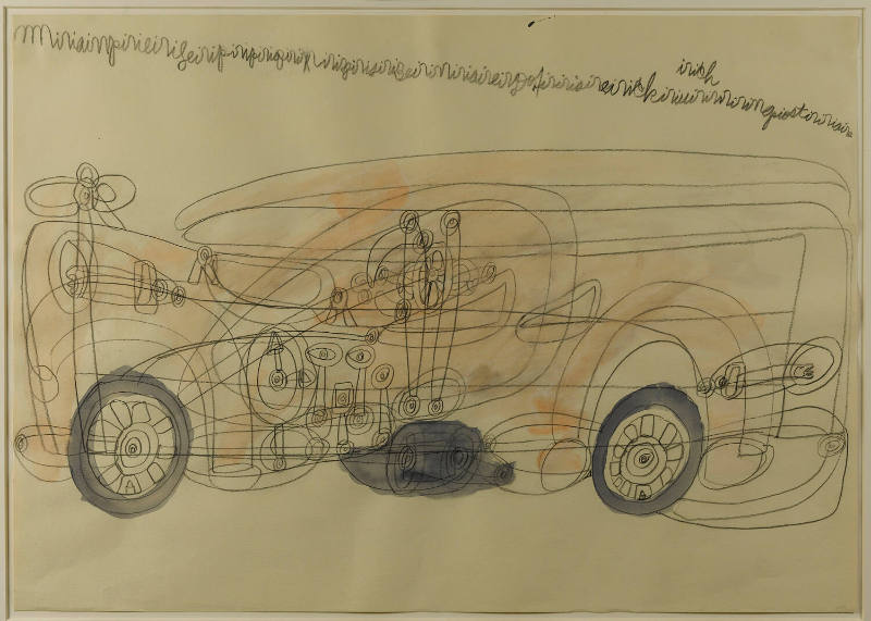 Dwight Mackintosh, (1906–1999), “Car”, California, n.d., Watercolor on paper, 26 × 40 in.; Fram…