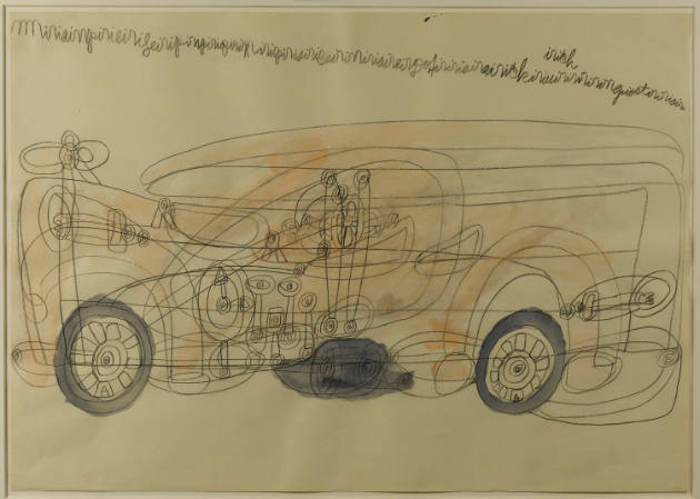 Dwight Mackintosh, (1906–1999), “Car”, California, n.d., Watercolor on paper, 26 × 40 in.; Fram…