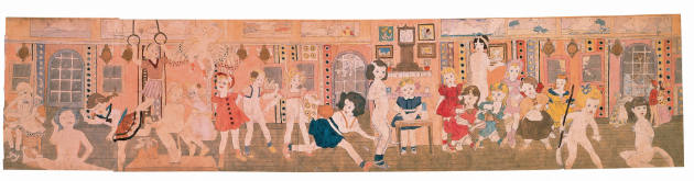 Untitiled (Ornate interior with multiple figures of girls and blengins) (double-sided)
Henry D…