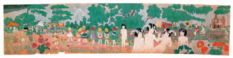 Untitled (Vivian Girls Watching Approaching Storm in Rural Landscape)
Henry Darger
Photo by J…
