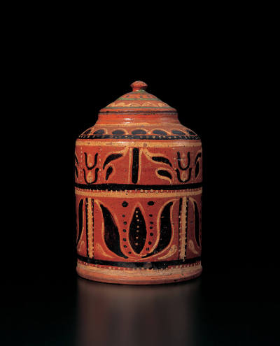 Covered Jar with Bands of Tulips
Artist unidentified
Photo © 2000 John Bigelow Taylor