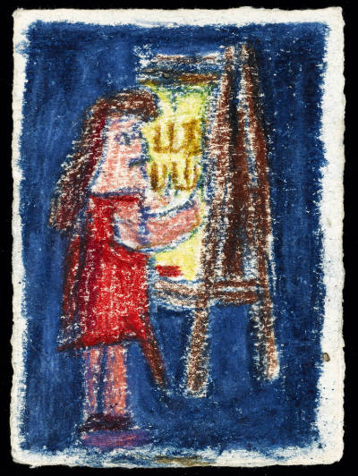James Castle, “Untitled (Girl at Easel) (double-sided)”, Boise, Idaho, United States, Early to …