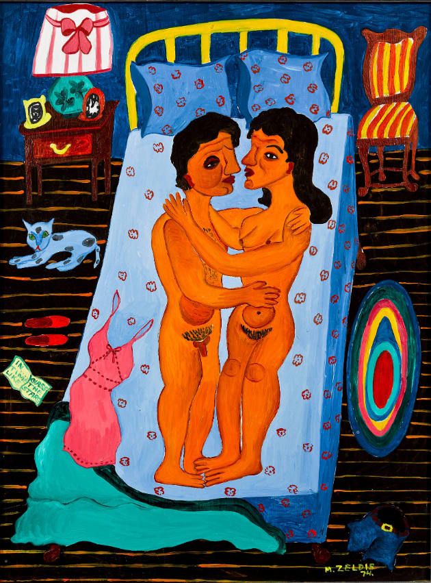 Lovers
Malcak Zeldis, b. 1931
New York City
1974
Acrylic on board
Frame 16 3/4 x 12 3/4"
…