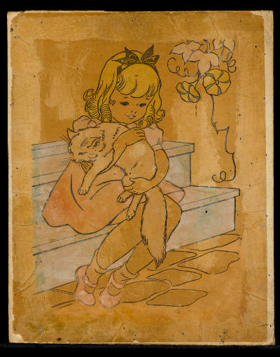 Henry Darger, “Untitled (Girl with kitten)”, Chicago, Mid-twentieth century, Watercolor on Colo…