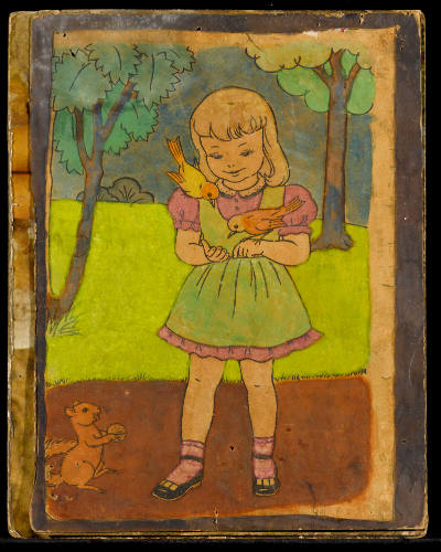 Henry Darger, “Untitled (Girl with two birds and a squirrel)”,Chicago, Mid-twentieth century, W…