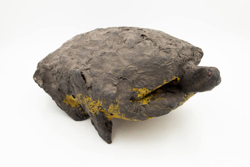 Sam Doyle, (1906–1985), “Turtle”, Georgia, n.d., Wood, tar, straw, paint, 17 1/2 × 9 3/4 in., C…