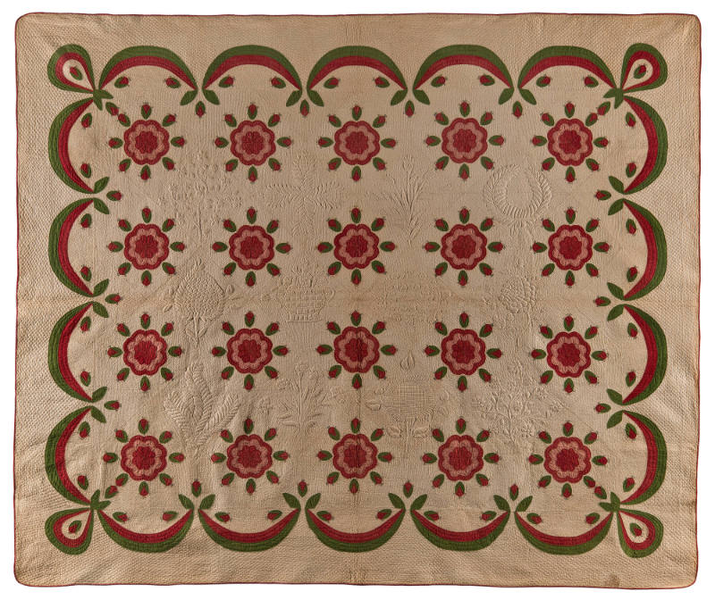 Whig Rose and Swag Border Quilt
Unidentified slave; made for Mrs. Marmaduke Beckwith Morton
P…